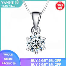 YANHUI With Certificate 925 Silver Color Pendant Necklace Round 8mm 2.0ct Zirconia Diamond Fine Jewelry For Women Gift ND06 2024 - buy cheap