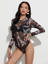 Модный дизайнерский сетчатый Прозрачный женский боди с вышивкой дракона и длинным рукавом, повседневные Комбинезоны, блузка, женский комбинезон, топы 2020 2024 - купить недорого
