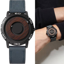 Часы Eutour Мужские кварцевые с деревянным циферблатом, модные удобные простые, с круглым кожаным ремешком 2024 - купить недорого