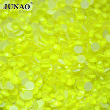 JUNAO-diamantes de imitación de cristal amarillo neón SS16 SS20, parte trasera plana, piedra redonda, pegatinas de Strass para decoración DIY 2024 - compra barato