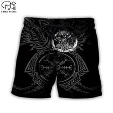 Plstar-shorts viking de tatuagem, shorts casuais, masculinos, para o verão, estampa 3d, moda praia confortável 2024 - compre barato