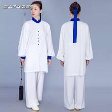 Ropa de Tai Chi Kung Fu, uniforme blanco de Tai Chi, traje de artes Wushu Martail, traje de guerrero chino sólido 2024 - compra barato