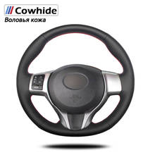 Handsewing Black Genuine Leather Steering Wheel Covers For Toyota Yaris 2012 2013 2014 2015 2016 2017 2018 2024 - buy cheap