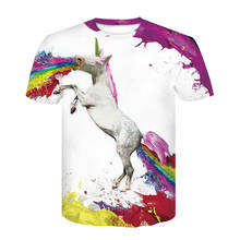 Camiseta de cuello redondo para hombre, camisa con estampado de animal, informal, divertido, 3D, caballo pintado, personalidad, hip-hop, novedad de verano 2020 2024 - compra barato