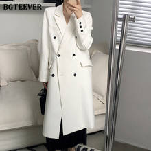 BGTEEVER Elegant Ladies Double Breasted Long Blazer 2021 Spring Outwear Notched Collar Full Sleeve Female Suit Jacket Overcoat 2024 - buy cheap