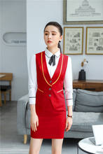 Conjunto de uniforme formal feminino com 2 peças, colete e saia, vestuário profissional, roupa de escritório 2024 - compre barato
