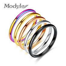 Modyle-anillo de acero inoxidable para mujer, sortija de 2mm, Color negro, dorado, plateado, Simple, fino, clásico, 2021 2024 - compra barato
