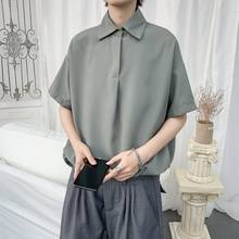 Camisa de vestir de estilo coreano para hombre, Jersey informal de negocios de Color sólido, ropa de calle suelta, camisa de manga corta 2024 - compra barato