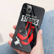 Funda trasera de cristal duro born to be strong para iPhone, 6, 6S, 7, 8 plus, X, XR, XS MAX, 11, 12, 13 pro max 2024 - compra barato