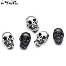 Pipitree 4pcs Silver Black Stainless Steel Skull Bead Charms for Jewelry Making DIY Vintage Loose Spacer Bracelet Beads Findings 2024 - buy cheap