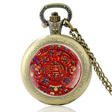 Reloj de bolsillo de cuarzo para hombre y mujer, pulsera con símbolo de la misteriosa sabiduría Maya, colgante, regalo 2024 - compra barato