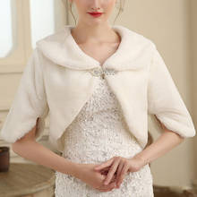 Faux Fur Shawl Wedding Wrap Formal Dress Cheongsam Married Outerwear Bride Cape White Autumn Winter Jacket 2024 - buy cheap