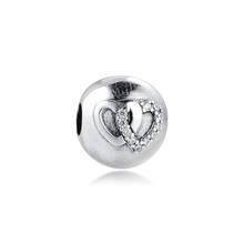 100% 925 Sterling Silver Beads Heart Bond Clip Stopper Charms Fit Original Pandora Bracelet Women DIY Jewelry Gift Kralen 2024 - buy cheap