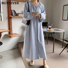 Женское однобортное платье BGTEEVER, Длинное свободное платье с V-образным вырезом, длинным рукавом, на шнуровке, повседневное 2024 - купить недорого