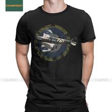 Британская футболка с суперморским истребителем Spitfire, мужские хлопковые футболки с самолетом WW2, летчиком, самолетом, с коротким рукавом 2024 - купить недорого