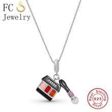 925 Sterling Silver Enamel Make Up Box Brushes Pendant Necklaces For Women Girl Chain Neckless Pendientes Bijoux Collar 2022 2024 - buy cheap