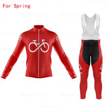 Conjunto de maillot de Ciclismo para hombre, traje de manga larga para bicicleta de montaña, conjunto de pantalones y pechera para Primavera, novedad de 2021 2024 - compra barato