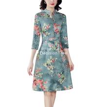 Vestido qipao oriental de estilo chino para mujer, con estampado floral cheongsam, vestido tradicional chino elegante para fiesta, 2021 2024 - compra barato