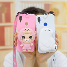 Cartoon Cute pink pig Zipper Wallet case for iphone 7 plus 8 6 11 pro max x xr xs soft Candy colors cover for iphone 6s Lanyard 2024 - compra barato