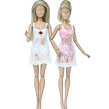 2 Pcs/Set High Quality Doll Outfit Pajamas Pink White  Lace Coat + Tops + Underwear Clothes  for Barbie Doll Accessories Toys 2024 - buy cheap