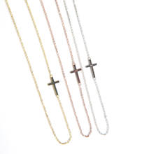 Collar de plata de ley 100% 925 con forma de cruz, cadena fina, minimalista, lisa, colgante de cruz, joyería clásica 2024 - compra barato
