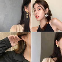 2022 New Long Crystal Flower Dangle Earrings for Women Wedding Drop Earrings Korean Fashion Jewelry Gifts 2024 - buy cheap