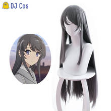 Sakurajima Mai-peluca gris recta Cosplay, Rascal No Dream Of Bunny Girl Senpai Seishun Buta Yarou, peluca sintética + gorro de peluca 2024 - compra barato