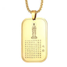 Buddhism Titan Buddha Necklace Rectangle Pendant for Men Woman Stainless Steel Chain Religious Faith Power Bodyguard Jewelry 2024 - buy cheap