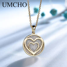 UMCHO-colgante de Plata de Ley 925 con forma de corazón de purpurina para mujer, joyería fina, para aniversario, fiesta de cumpleaños 2024 - compra barato