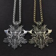 Viking odin raven vintage pendant Men Vikings odin face with axe amulet Nordic Pendants necklaces Knot Cross Jewelry Dropship 2024 - buy cheap