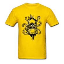 Camisetas de manga corta para hombre, ropa 100% de algodón con cuello redondo, de color amarillo, pulpo, venta al por mayor 2024 - compra barato