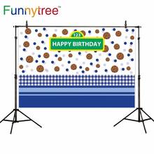 Funnytree photography background Baby shower happy Birthday Sesame Street plaza blue Cookies photo backdrop photophone photocall 2024 - buy cheap