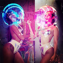 Future GoGo Bar Show Led Lights Transparent Headdress Nightclub Bar Costumes Luminous Party Helmet Space Warrior Costume DWY3018 2024 - buy cheap