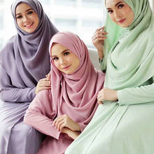 1pc Muslim women plain bubble chiffon scarf hijab wrap printe solid color shawls headband scarves/scarf 78 colors 2024 - buy cheap