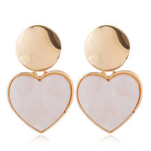 Korean Round Heart Statement Drop Earrings for Women 2020 Vintage Geometric Shell Acrylic Dangle Hanging Earring Jewelry 2024 - buy cheap
