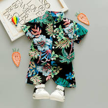 New Summer Boy Clothes Outfit Set Toddler Baby Boys Clothing Shirt + Shorts Printed Flower Leaf Boy Set 1 2 3 4 5 Years Clothes 2024 - buy cheap