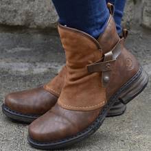 2021 new round head thick heel warm and velvet mid-tube boots female foreign trade plus size short boots spot Martin boots36-43 2024 - buy cheap