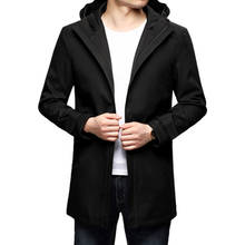 Модный Тренч с капюшоном, мужская осенне-зимняя верхняя одежда, длинное пальто, мужской Тренч на молнии, ветровка, повседневная мужская куртка, пальто 2022 - купить недорого