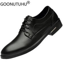 2022 New Style Men's Shoes Dress Genuine Leather Classic Solid Black Lace Up Derby Shoe Male Elegant Office Formal Shoes For Men 2024 - buy cheap