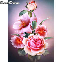 Evershine pintura de diamante rosa ponto cruz 5d faça você mesmo pintura de flor bordada de diamante de strass mosaico venda decoração de casa 2024 - compre barato