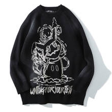 Knitted Sweater Men Funny Cartoon Diablo Graphic O-Neck Men's Sweater Casual Harajuku High Street College Style Streetwear Men 2024 - buy cheap