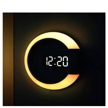 3D LED Digital Watch Clock Alarm Clock Mirror Hollow Wall Clock 7 Colors Modern Temperature Date Night Light For Home Living Roo 2024 - buy cheap