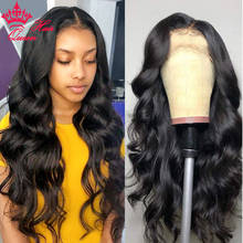 Queen-Peluca de cabello humano ondulado con encaje frontal para mujeres negras, pelo indio Remy, con malla frontal 2024 - compra barato