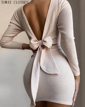 Женское мини-платье с длинным рукавом и открытой спиной 2024 - купить недорого