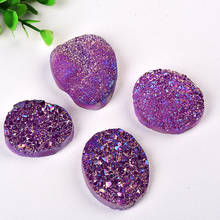 Оптовая продажа, искусственный гальванический фиолетовый необработанный лечебный камень, кристаллический камень, минеральный образец, сувенир для домашнего декора 2024 - купить недорого
