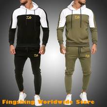 Mens Tracksuit DAIWA Fishing Suit Side Stripe Fishing Hoodies Set Man Fleece Fishing Hoodies And Pants Male Work Out Clothes 2024 - buy cheap