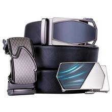 Luke. Wang-Cinturón de cuero negro para hombre, hebilla deslizante automática, hebilla de diseño, correa de cintura cambiable, conjunto de regalo para hombre 2024 - compra barato
