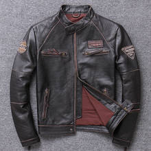 Men's Genuine Leather Jacket  Cowhide Leather Clothing Slim Motorcycle Jacket Spring  Autumn Coat 2024 - buy cheap