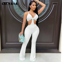 CM.YAYA Summer Ribbed Cut Out Straight Jumpsuit Sexy Beach Party Sleeveless Rompers Spaghetti Strap Knitted One Piece Overalls 2024 - buy cheap