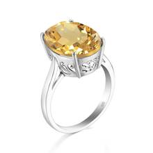 Sterling Silver Rings For Women Yellow Crystal Ring Original Jewelry Engagement Romantic Handmade Fine  Jewelry 2020 New Fashion 2024 - buy cheap